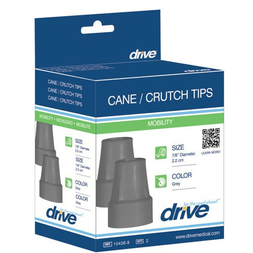 Drive Medical Heavy Duty Cane or Crutch Tips, Gray, Pair