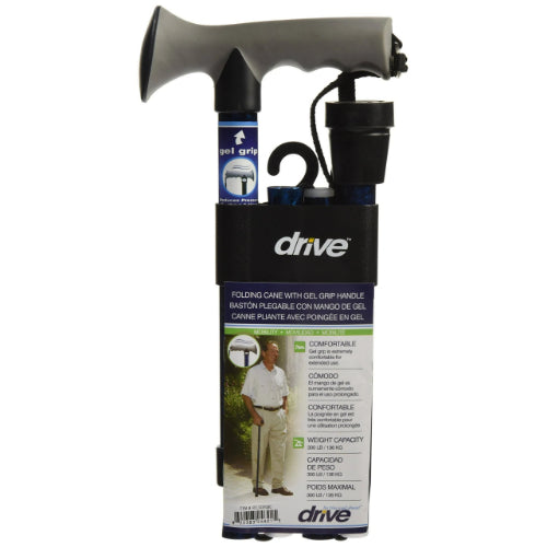 Drive Medical Aluminum Folding Cane with Gel Grip, Blue Crackle