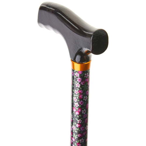Drive Medical Folding Cane with Pistol Grip, Black Floral