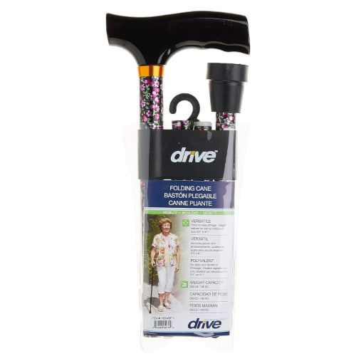 Drive Medical Folding Cane with Pistol Grip, Black Floral