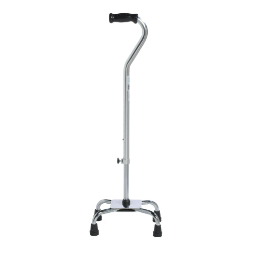 Drive Medical Heavy Duty Quad Cane, Chrome Finish, Large Base, 500 Lbs Capacity, Adjustable Height, Comfortable grip, Moovkart