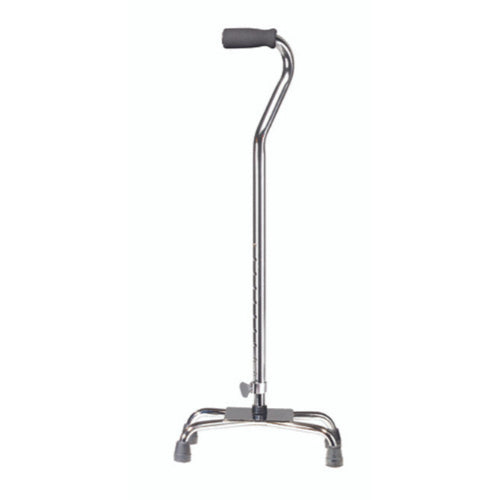 Quad Cane-Large Base Silver with Vinyl Grip