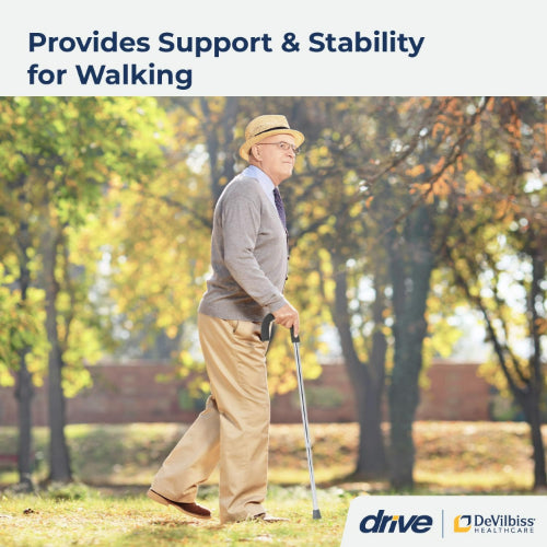 Drive Medical Adjustable Standard Handle Aluminum Cane, Silver