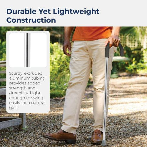 Drive Medical Adjustable Standard Handle Aluminum Cane, Silver