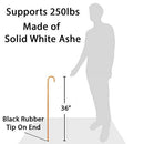 Harvy Surgical Supply Wood Cane, Durable Walking Stick for Daily Mobility and Balance Support, 1 x 36 Inches, Natural