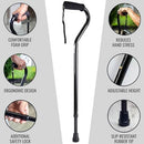 Drive Medical Deluxe Adjustable Offset Cane with Wrist Strap, Black