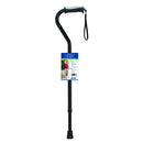 Drive Medical Offset Cane with aluminum frame, black finish, gel grip, and adjustable height for enhanced mobility and comfort. Moovkart.