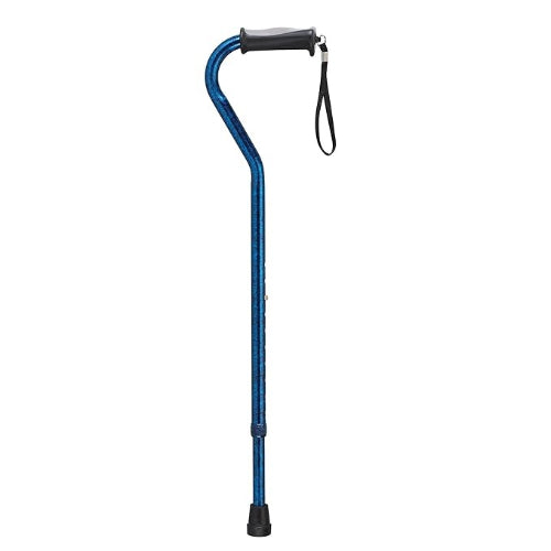 Drive Medical Offset Cane in Blue Crackle with gel hand grip and adjustable height at Moovkart