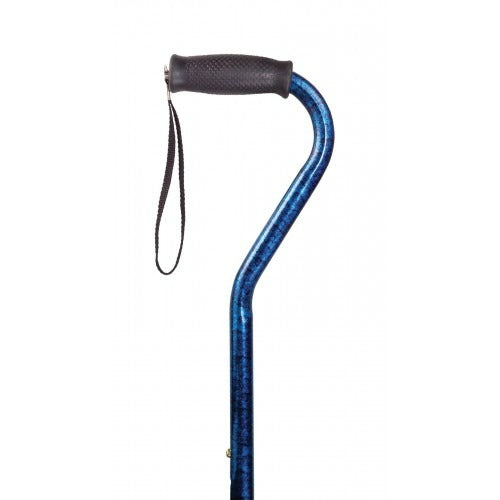 Drive Medical Aluminum Offset  Cane with Gel Hand Grip, Blue Crackle