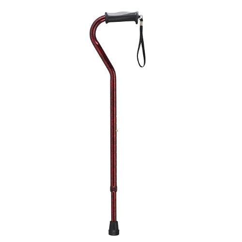 Drive Medical Offset Aluminum Cane with Gel Grip, Adjustable Height, and Red Crackle Finish for enhanced support and comfort. Moovkart