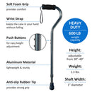 SkyMed Bariatric Aluminum Cane with Adjustable Height and 600 lbs Capacity