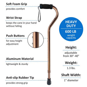 SkyMed Bariatric Aluminum Cane with Adjustable Height and 600 lbs Capacity Hover