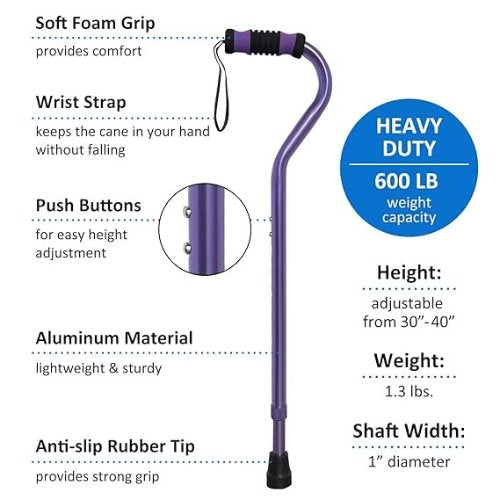 SkyMed Aluminum Bariatric Cane, Purple