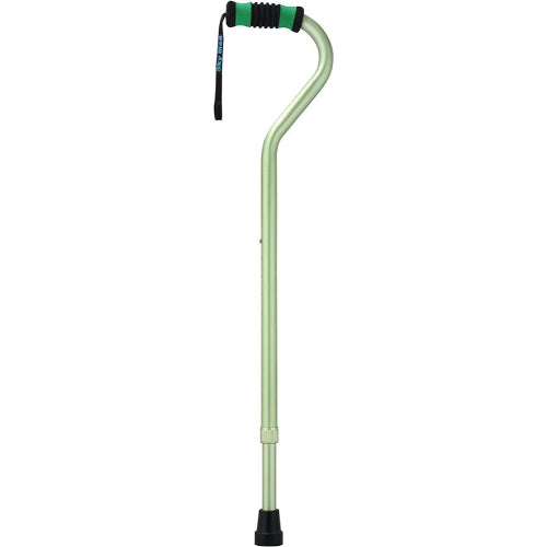 Sky Med Standard Offset Walking Cane Adjustable Aluminum, Green