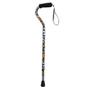 Alex Orthopedic Offset Aluminum Cane Butterfly Pattern with Adjustable Height and Rubber Tip