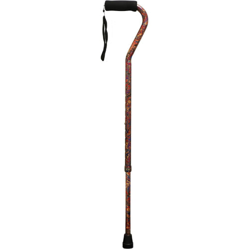 Alex Orthopedic Offset Handle Aluminum Cane, Paisley