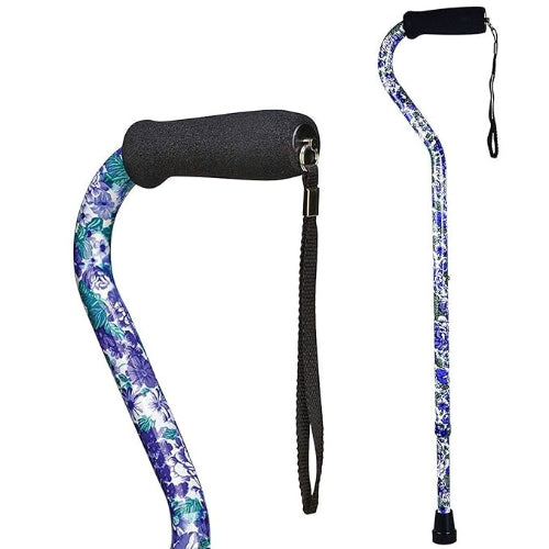 DMI Offset Handle Aluminum Cane, Mauve Floral
