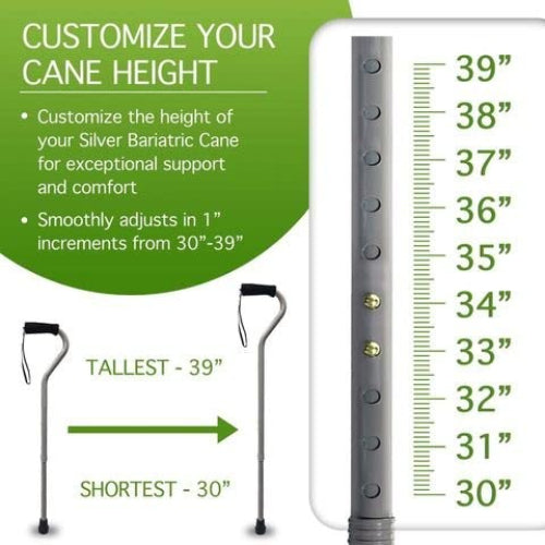 Alex Orthopedic Bariatric Offset Cane, Silver