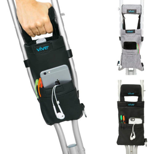 Vive Health Crutch Bag - Pouch with Foam Hand Grip Pads