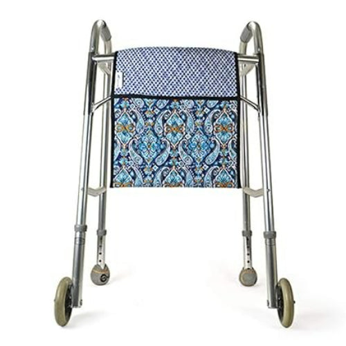 Ableware Quilted Walker Bag, with Double-Sided, Blue Print