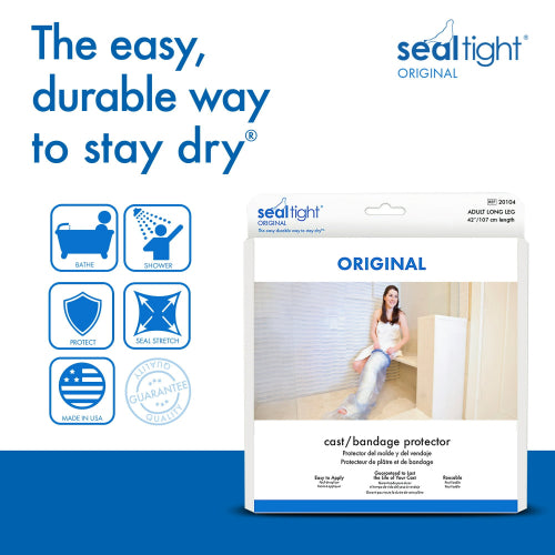 Seal-Tight Original Cast and Bandage Protector, Best Watertight Protection, Adult Long Leg