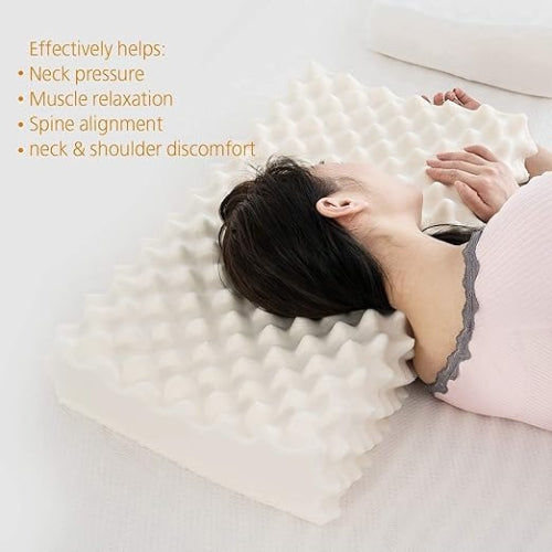 Hermell pressure relief headrest providing cervical spine support, posture correction, and improved airflow for restful sleep. Moovkart