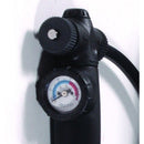 Close-up of hand pump gauge and quick-release valve for precise traction control, Moovkart