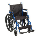 Drive Medical Blue Streak 18 inches Wheelchair with ELRs, featuring flip-back desk arms and brakes,Moovkart
