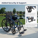 Drive Medical Blue Streak Wheelchair 18 Inches, Elevated Legrests