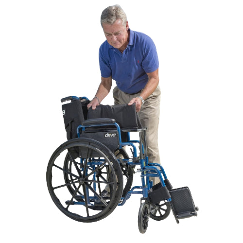 Drive Medical Blue Streak Single Axle Wheelchair with Flip Back Desk Arms and  Elevating Leg Rest, 20 Inches Seat