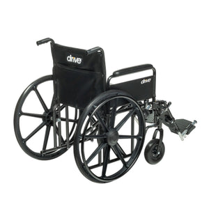 Drive Medical Standard Dual Axle Wheelchair with Removable Full Arms and Elevating Legrests Hover