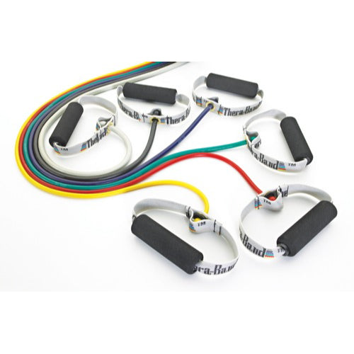 Thera-Band Resistive Exercise Tubing with SoftGrip Handles for Upper-Body Strength and Rehabilitation