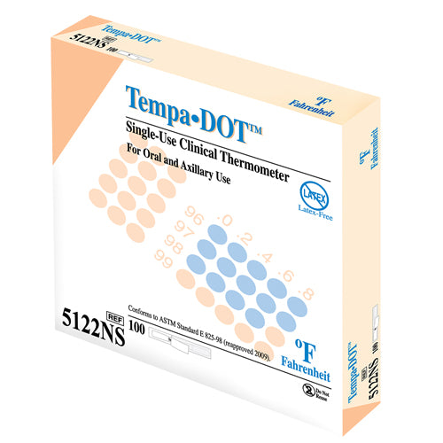 Tempa-Dot Disposable Thermometer, Non-Sterile, Box of 100