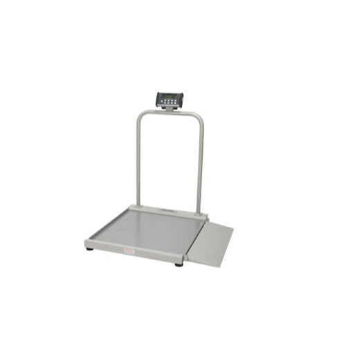 Health O Meter Wheelchair Ramp Scale with 180° swivel head, large platform, 1 inch LCD display, USB & serial ports for easy tracking. Moovkart