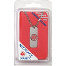 Apothecary polished emergency ID necklace with diabetic warning engraving for quick condition awareness. Moovkart.