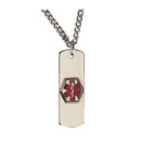Apothecary hypoallergenic medical identification jewelry with 24-inch chain for all-day comfort. Moovkart.