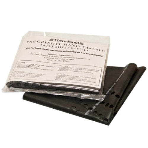 Black resistance refill sheets for TheraBand Progressive Hand Trainer. Moovkart.