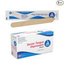 Dynarex Tongue Depressors Sterile and Individually Wrapped with White Birch Veneers, Box of 100