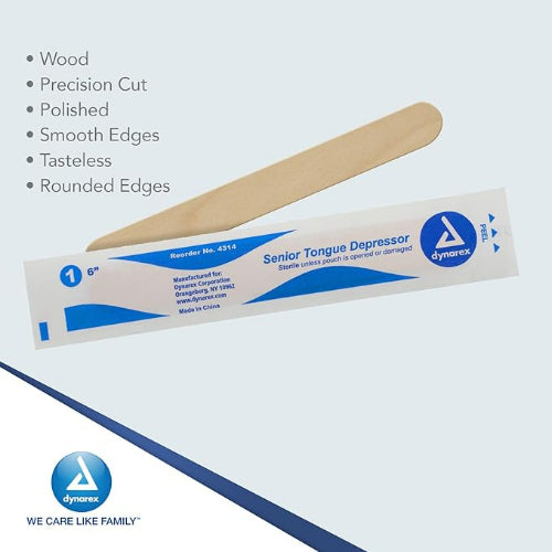 Dynarex Sterile Tongue Depressors, Box of 100