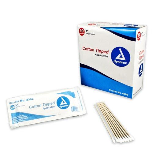Dynarex Cotton Tip Applicator 6 Inches, Non-Sterile, 1000 Count