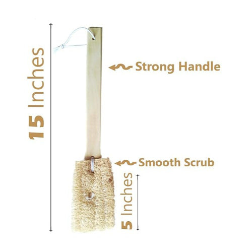 Homecare  Products Exfoliating Body Sponge 15 Inches, Wooden handle