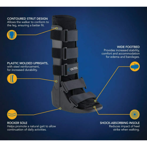 Advanced Orthopaedics Low Profile Air Walker Boot, High Top, X-Small, Black