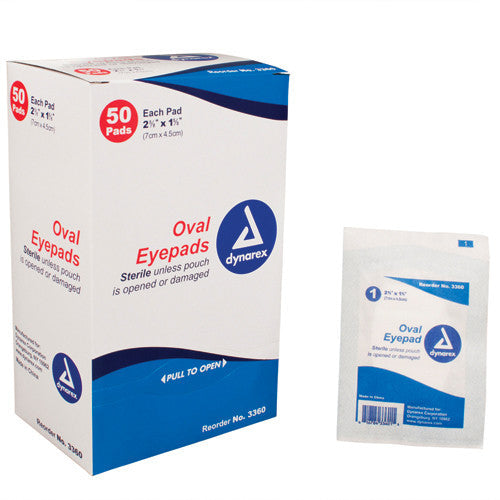 Dynarex Sterile Oval Eyepad Sterile, 2 5/8 x 1 5/8 Inches, 50 Pouches of box