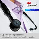 3M Littmann Core Digital Stethoscope, Noise Cancellation, Black