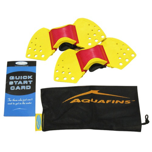 Thera-Band Aquafins Aquatic Exercise Kit, includes 2 fins, mesh bag, and Quick Start instruction card for water exercises, Moovkart