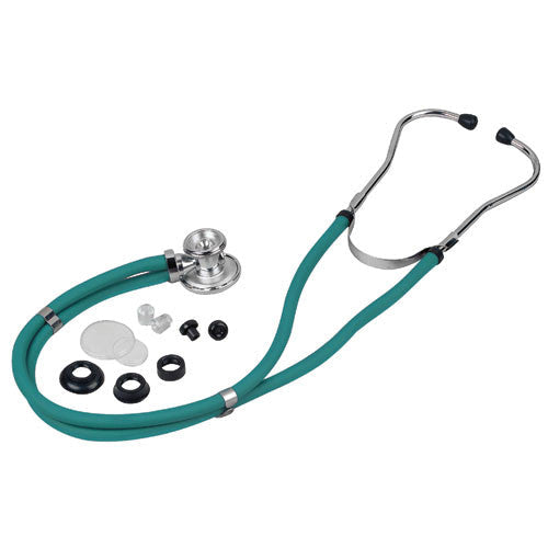 Veridian Healthcare Sprague Rappaport-Type Stethoscope in Teal with dual-tubing design and adjustable binaurals, Moovkart