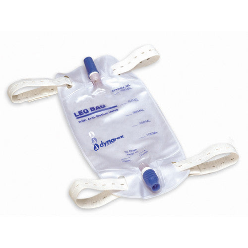 Dynarex Urinary Leg Bag, Anti-Reflux Valve, Sterile, 1000 mL, Vinyl Box of 12