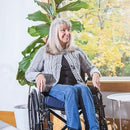 Removable washable cover on Alex Orthopedic navy cushion for easy wheelchair use, Moovkart