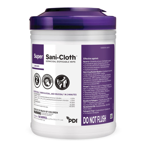 PDI Super Sani-Cloth Germicidal Disposable Wipes hospital-grade disinfectant wipes, Moovkart