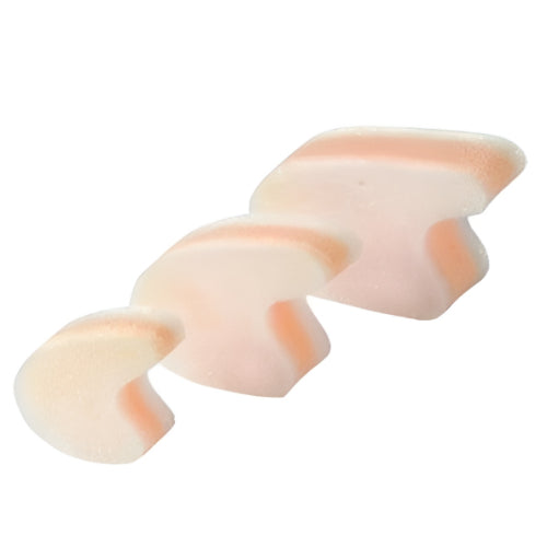 Close-up of PediFix Medium Toe Separator cushioning toes to prevent rubbing, Moovkart